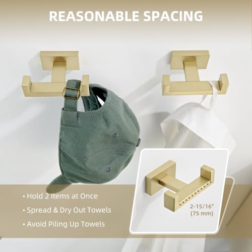 Double Towel Hook Brushed Gold (2 Pack / Brushed Gold)