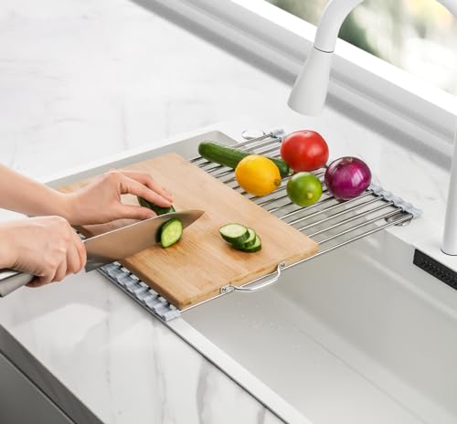 Roll Up Dish Drying Rack Over Sink (Marble / 17.7 x 12.5 in)