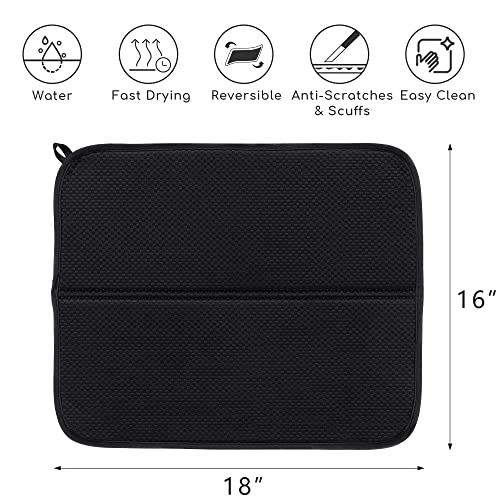 Dish Drying Mats 2 Pack (16''X18'' / Black/Red)