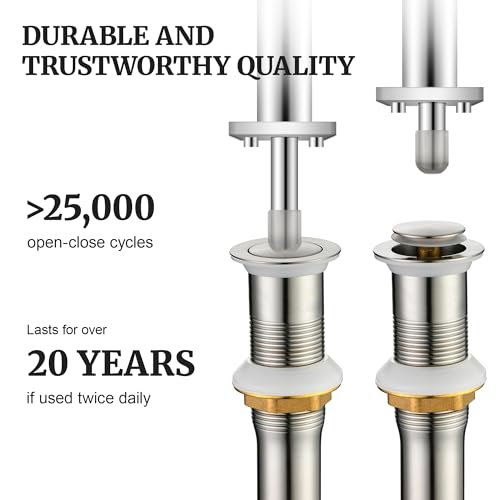 Pop up Sink Drain Stopper for Bathroom Vessel Vanity Sink Art Basin Brushed Nickel