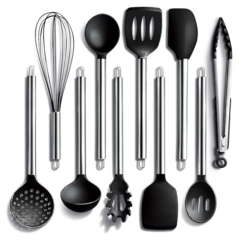 Silicone Cooking Utensils (Black / 10 Pieces)
