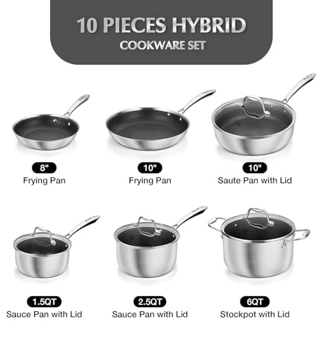 Triply Stainless Steel Cookware Set 10PCS (Black / 10 Pcs)