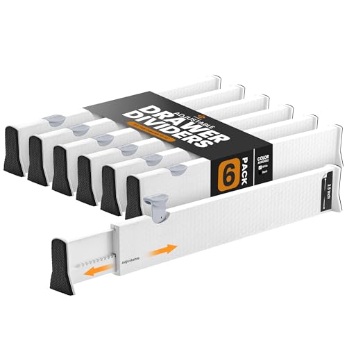 White Expandable Drawer Dividers (2.5" Tall, 13"-22" Long)