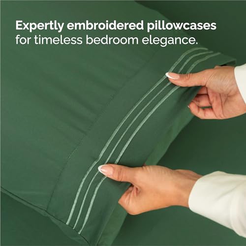 Split King Size 5 Piece Sheet Set (17 - Emerald Green / Split King Size)