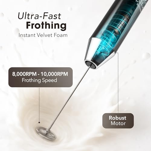 Rechargeable Milk Frother Handheld (Alpha Black / Rechargeable Z1 Motor Max)