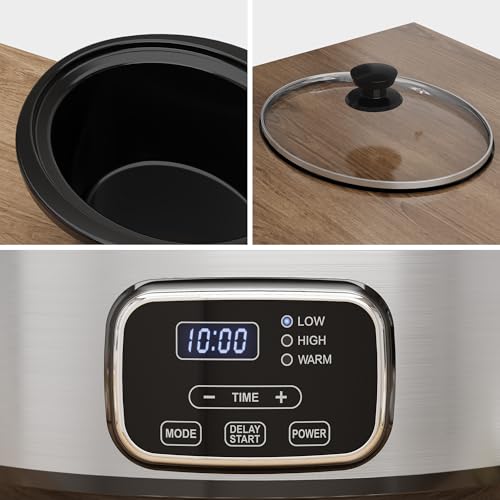 4QT Programmable Slow Cooker with Locking Lid (4 Quarts / Silver)