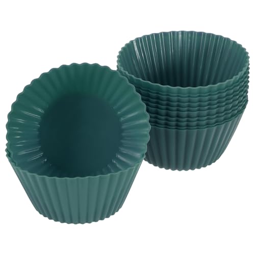 12Pcs Silicone Cupcake Liners (Deep Dark Green / 2.8")