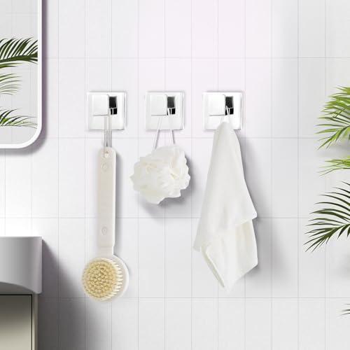 4 Pack Towel Hooks Hand Towel Holder Robe Hanger Polished Chrome (Square / Polished Chrome)