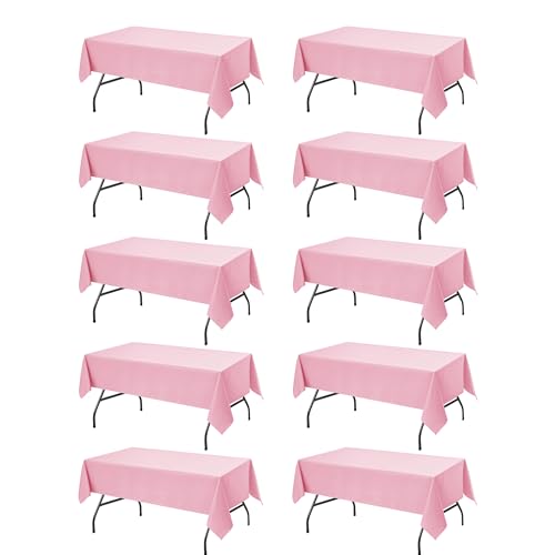 10 Pack Pink Tablecloths for Rectangle Tables (Pink / 60x102 In, 10 Pack)