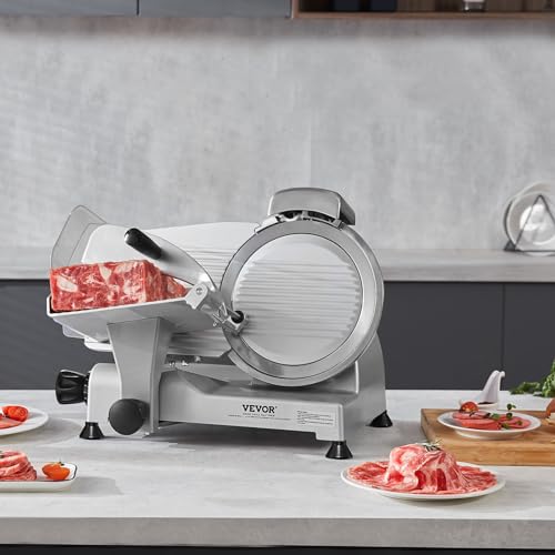 Meat Slicer 340W Electric Deli Food Slicer with 10" SUS420 Stainless Steel Blade and Built (10 inch)