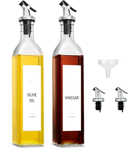 Oil and Vinegar Dispenser Bottles Set (Clear / 17 Ounces-2 Pack)