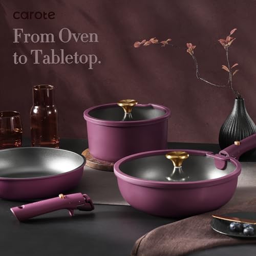 21pcs Pots and Pans Set Non Stick (Gold Ultra Violet / 21 Piece)