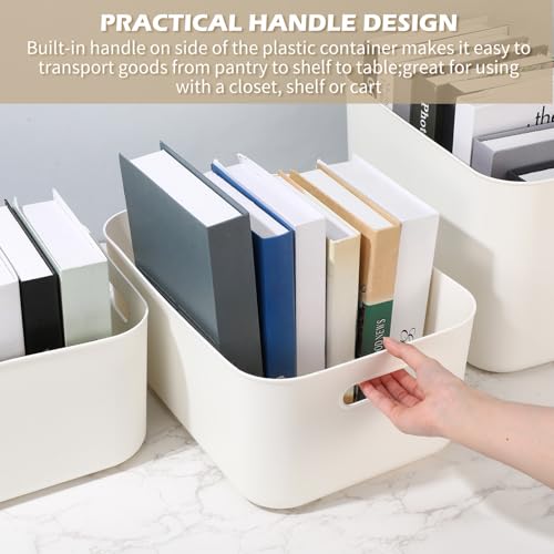 White Plastic Storage Bins (White / 14 x 10.5 x 6.4 Inch)
