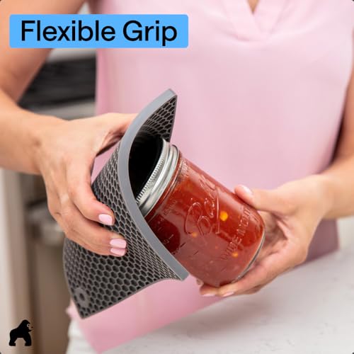 BPA Free Silicone Oven Mitts and Pot Holders Set (Gray / 12.5" Oven Mitts + 7" Trivets)