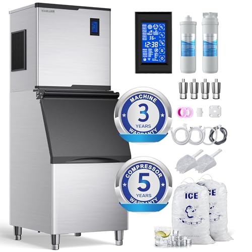 Commercial Ice Maker Machine 450lbs with 360lb Large Storage (450LBS/24H-Head and Bin)