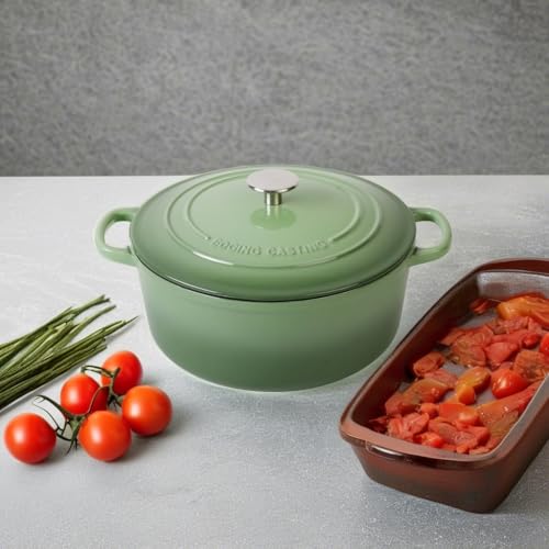 Enameled Dutch Ovens Cast Iron Dutch Oven Pot with Lid for Bread Baking (Pistachio Green / 7QT)