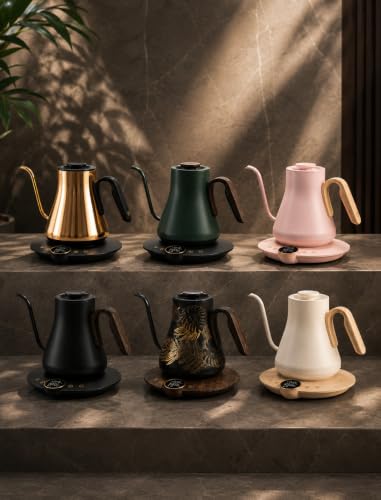 FLOW B9 Gooseneck Electric Kettle ±1°F Temperature Control (Matte Black)