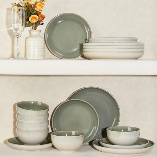 Stoneware Dinnerware Sets for 8 (Gradient Green / Set (32pcs))