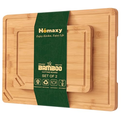 Organic Bamboo Cutting Boards Set for Kitchen Set of 2 (Natural / Set of 2)