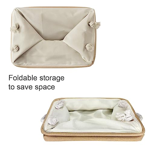 Organization and Storage Basket for Organizing (Beige / 3PCS/Large Cube - 16L×12W×12H)