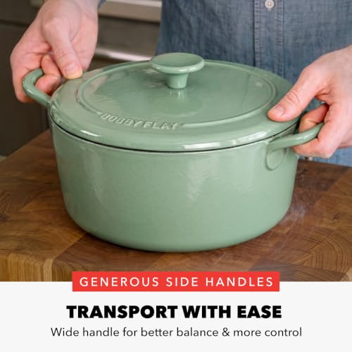 x Bobby Flay 5.5QT Enameled Cast Iron Dutch Oven With Lid (5.5QT Dutch Oven / Olive Green)