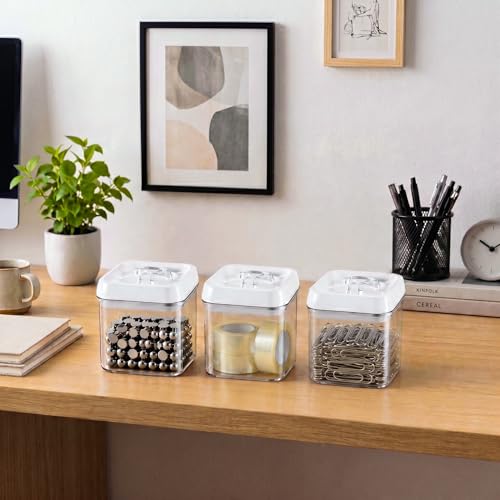 Flip Tite Food Storage Container 4" Small Size Airtight Lid Lock Top (White / 4")
