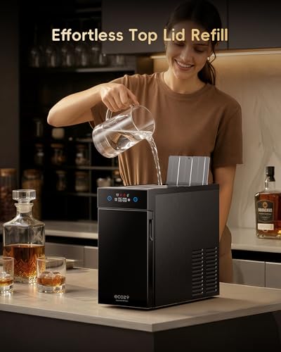 2.4" Clear Ice Ball Maker Countertop Minimal Footprint (Solid Black)