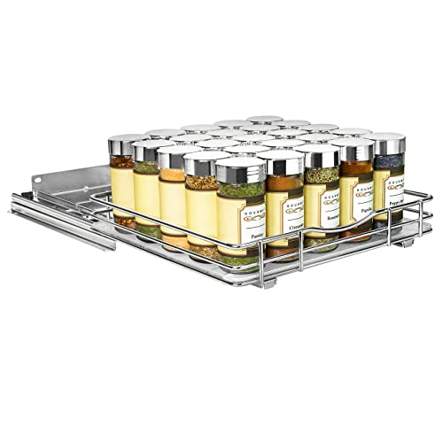 Pull Out Spice Organization for Cabinets (Chrome / 10-1/4" - 1 Tier)