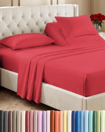 Flex Top Split Head King 4 Piece Sheet Set (27 - Red / Split Head/Flex Top)
