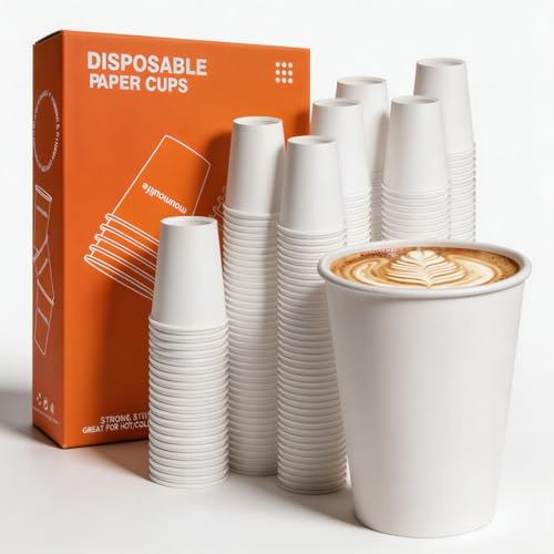 Disposable Paper Coffee Cups 8 oz 100 Count (White - 8 oz)