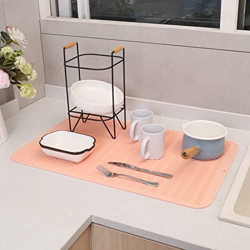 Silicone Dish Drying Mat for Multiple Usage (Pink / 28"L x 18"W)