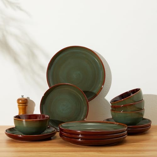 Ceramic Dinnerware Sets for 6 (Sage Green / Set (18pcs))