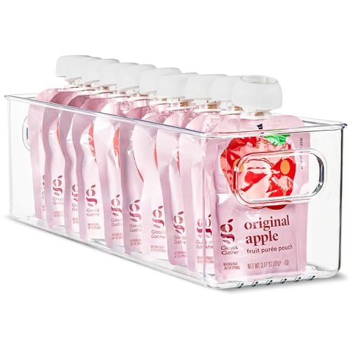 Plastic Food Storage Clear Container Bin with Handles for Organizing Kitchen (14x4x4)