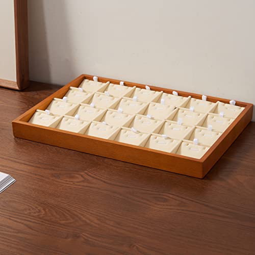 Wooden Jewelry Tray (Creamy-white 24 grid necklace/pendant jewelry tray)