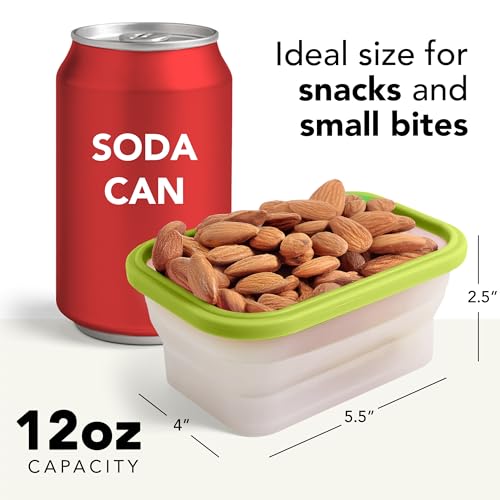 Collapsible Food Storage Containers with Lids (Assorted Colors 12oz-8pc)