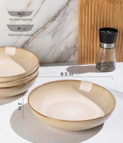 8.5’’ Ceramic Pasta Bowls Set of 4 (Set of 4 / Otameal)
