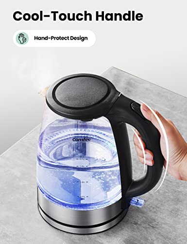 Glass Electric Tea Kettle & Hot Water Kettle Electric (glass and stainless steel / 1.8 Quarts)