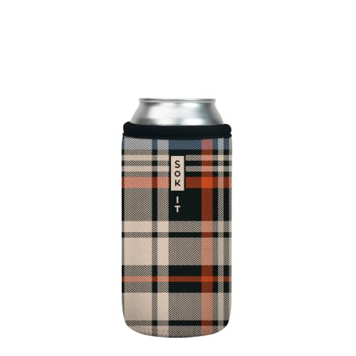 CanSok Sleeve for Beer & Soda Insulated Neoprene Cover (Fall Flannel / 12oz Slim Can Sleeve)