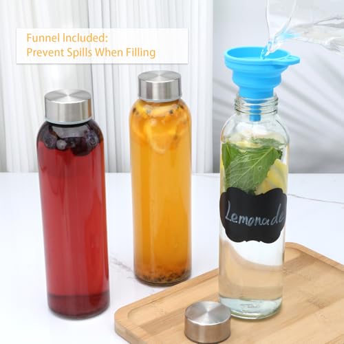 Glass Juice Bottle with Lids Set of 8