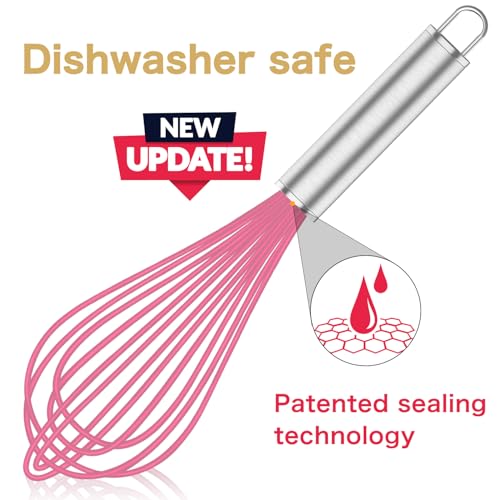 Pink Silicone Whisk Set of 3