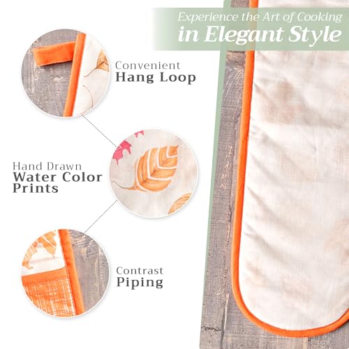 Double Oven Mitts 100% Cotton Double Oven Glove (103 - Colours of Autumn / 7" x 35" (Double Oven Mitt))