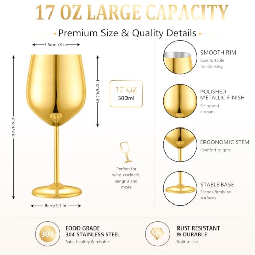Unbreakable Stainless Steel Wine Glasses Set of 4 (4 Count)