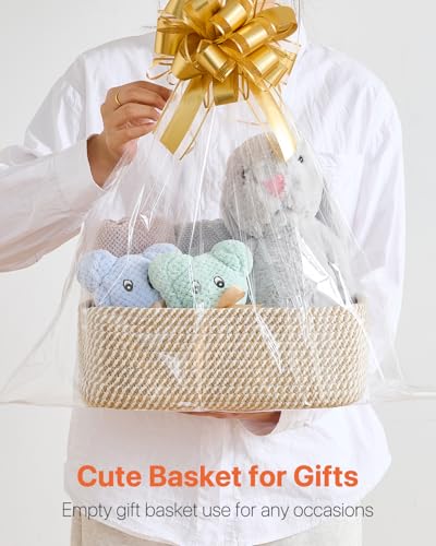 Small Woven Storage Basket for Organizing (Brown / 12"L x 8"W x 4.5"H)