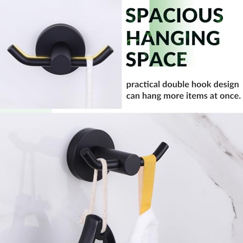 Matte Black Double Towel Hook for Bathroom