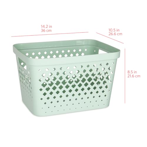 Plastic Storage Basket Set (Sage / 4 Gallon)