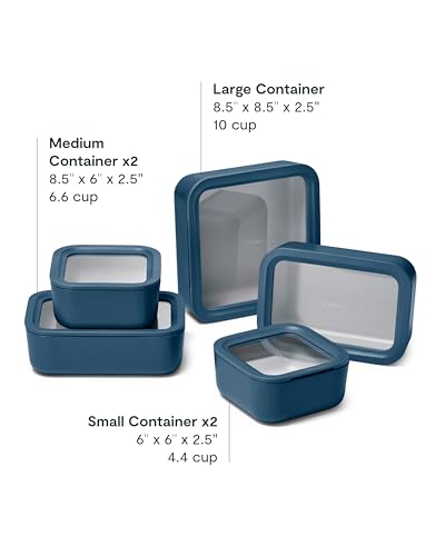 13 Piece Glass Food Storage Container Set (Navy / Food Storage Set (13x))