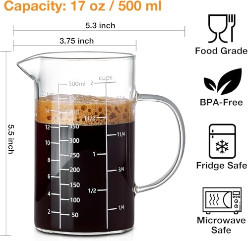 500ML 2 CUP Glass Measuring Cup With Handle (large)