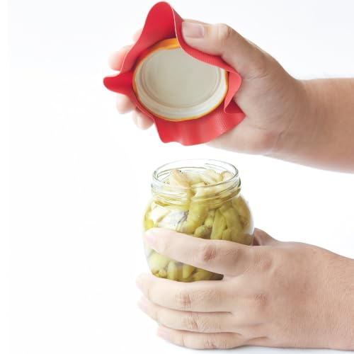 Jar Opener with Gripper Pads for Weak Hands (Black and Red)