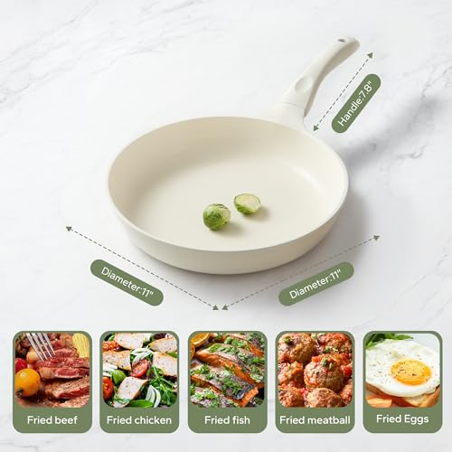 Ceramic Pan Nonstick (Beige / 11inch Frying Pan)
