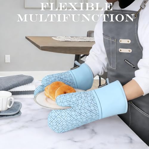 Oven Mitts and Pot Holders Sets 6pcs (Fog Blue)